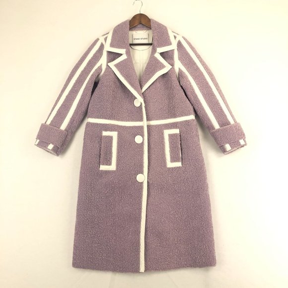 Stand Studio Women's Size 36 (US 4) Pale Iris Purple White Kenzie Coat MRSR $995 - Picture 1 of 13